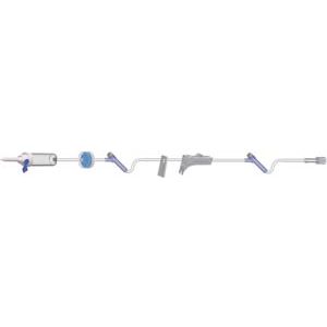 AMSINO AMSAFE® IV ADMINISTRATION SETS Adult Primary Piggyback IV Set, 15 Drops Per mL, 110" Length, 22 mL Priming Volume, Vented/Non-Vented, Back Check Valve, 1 Slide Clamp, 2 Pre-Pierced Y Sites, Roller Clamp, Rotating Male Luer Lock, Poly Pouch, 50/cs