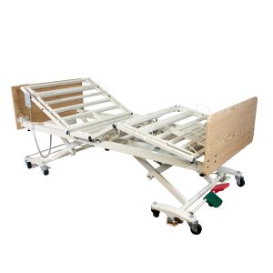 Bariatric Long-Term Care Bed - DB300, 5 Function Low Bed, Expands to 48" w/ Composite Boards & Composite Swing Rail