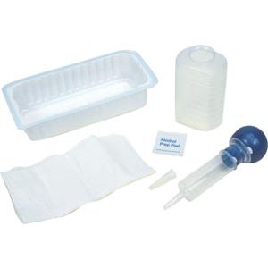 AMSINO AMSURE® STERILE IRRIGATION TRAY Bulb Irrigation Tray Includes: 1000cc Outer Tray, 500cc Graduated Container, 60cc Bulb Irrigation Syringe, Alcohol Prep Pad, Large Moisture-Proof Underpad, 20/cs