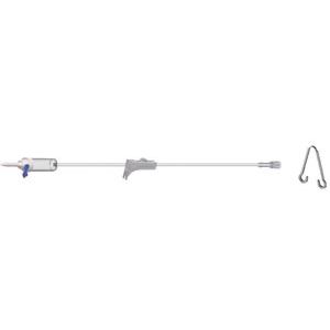 AMSINO AMSAFE® IV ADMINISTRATION SETS IV Secondary Piggyback IV Set,  20 Drops Per mL, 40" Length, 10 mL Priming Volume, Vented/Non-Vented, Roller Clamp, Rotating Male Luer Lock, Hanger, PE Poly Pouch, 50/cs