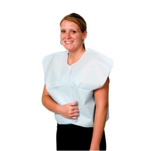 PRO ADVANTAGE® EXAM CAPE Exam Cape, Tissue/ Poly/ Tissue, 30" x 21", Blue, Traditional Front/ Back Opening, 100/cs