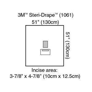 SOLVENTUM STERI-DRAPE™ OPHTHALMIC SURGICAL DRAPES Medium Drape with Incise Film & Pouch, 51" x 51", 10/bx, 4 bx/cs
