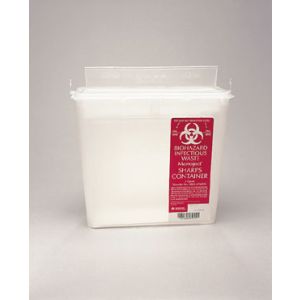 PLASTI WALL MOUNTED SHARPS DISPOSAL SYSTEM Container, 5 Qt, Clear, 10/bx, 2 bx/cs