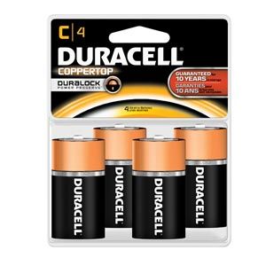 DURACELL® COPPERTOP® ALKALINE RETAIL BATTERY WITH DURALOCK POWER PRESERVE™ TECHNOLOGY Battery, Alkaline, Size C, 4pk, 18 pk/cs