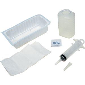 AMSINO AMSURE® STERILE IRRIGATION TRAY Piston Irrigation Tray Includes 1000cc Outer Tray, 500cc Graduated Container, 60cc Thumb Control Ring Syringe, Alcohol Prep Pad, Large Moisture-Proof Underpad, 20/cs