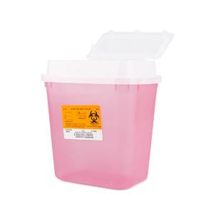 MEDEGEN STACKABLE SHARPS-CONTAINER SYSTEM Sharps Container, 2 Gallon Translucent Red, Tortuous Path Lid, 10"W x 7"D x 11¼"H,10/cs