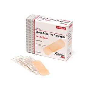 PRO ADVANTAGE® SHEER ADHESIVE BANDAGE Adhesive Bandage, Strips, 1" x 3", 100/bx, 12 bx/cs