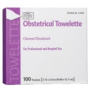 PDI HYGEA® OBSTETRICAL TOWELETTE Obstetrical Towelette, 7.75" x 5", 1/pk, 100 pk/bx, 10 bx/cs