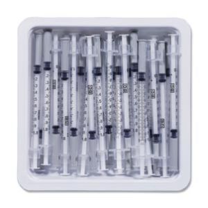 BD PRECISIONGLIDE™ ALLERGIST TRAYS Allergist Tray, ½mL, Permanently Attached Needle, 27G x ½", Regular Bevel, 25/tray, 40 trays/cs