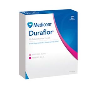 MEDICOM DURAFLOR 5% SODIUM FLUORIDE VARNISH Sodium Fluoride Varnish, Bubble Gum, 0.25mL Unit Dose, 32/bx