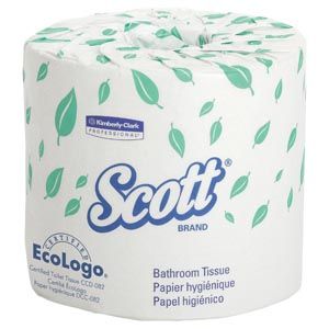 KIMBERLY-CLARK BATHROOM TISSUE Scott Standard Roll Bathroom Tissue, 2-Ply, 550 sheets/rl, 80 rl/cs