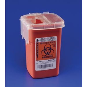 CARDINAL HEALTH PHLEBOTOMY SHARPS CONTAINERS Sharps Container, 1 Qt, Red, 100/cs