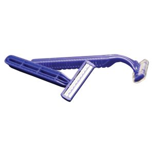 DUKAL DAWNMIST RAZORS Grip-n-Glide® Razor, Twin Blade, Lubricating Strip, Blue Plastic Guard, 100/bx, 20 bx/cs
