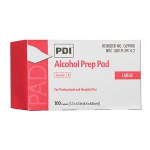 PDI ALCOHOL PREP PAD Alcohol Prep Pad, Large, Sterile, 1.7” x 3.5”, Applicator 2½" x 3", 100/bx, 10 bx/cs