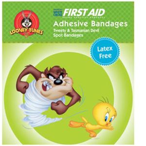 DUKAL CHILDREN‘S CHARACTER ADHESIVE BANDAGES Adhesive Bandage, Looney Tunes™ Tasmanian Devil™ & Tweety™, 7/8" Spot, 100/bx, 24 bx/cs