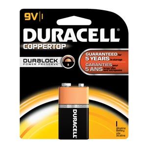 DURACELL® COPPERTOP® ALKALINE RETAIL BATTERY WITH DURALOCK POWER PRESERVE™ TECHNOLOGY Battery, Alkaline, Size 9V, 12/bx, 4 bx/cs