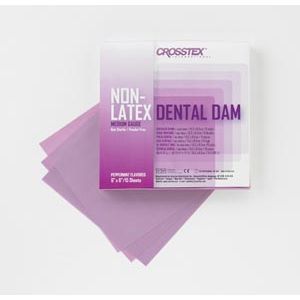 CROSSTEX DENTAL DAM Dental Dam, Medium, Purple, 6" x 6", Peppermint, Latex Free (LF), 15 sheets/bx