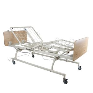 D100 LTC 3 Function Standard Bed - Wood Boards - Cherry w/ Metal Swing Rail