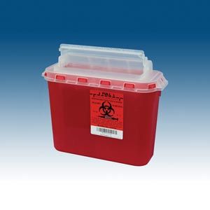 PLASTI WALL MOUNTED SHARPS DISPOSAL SYSTEM Container, 5.4 Qt, Red, 10/bx, 2 bx/cs