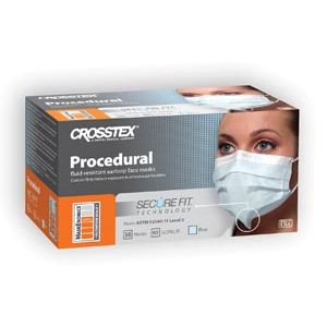 CROSSTEX PROCEDURAL EARLOOP MASK ASTM Level 2 Mask, Blue, Latex Free