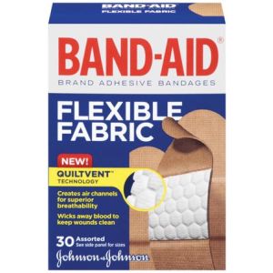 J&J BAND-AID® FLEXIBLE FABRIC ADHESIVE BANDAGES Flexible Fabric Adhesive Bandages, Assorted, 30/bx, 24 bx/cs