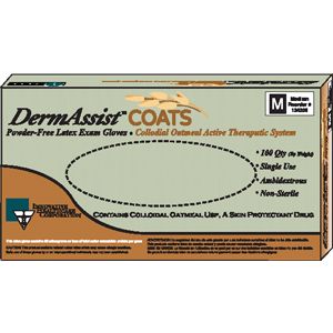 INNOVATIVE DERMASSIST® COATS™  POWDER-FREE LATEX EXAM GLOVES Gloves, Small, Exam, Latex, Non-Sterile, PF, Colloidal Oatmeal, Therapeutic, 100/bx, 10 bx/cs
