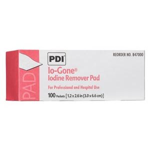 PDI IO-GONE® IODINE REMOVER PAD IO-GONE®Iodine Remover Pad, 1/pk, 100 pk/bx, 10 bx/cs