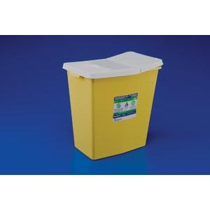 CARDINAL HEALTH CHEMOSAFETY™ CONTAINERS Sharps Container, 2 Gal, Yellow, Hinged Lid, 10"H x 7¼"D x 5"W, 20/cs