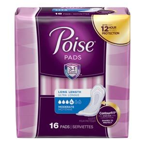 KIMBERLY-CLARK POISE® PADS Poise Moderate Extra Coverage Pads, 16/pk, 6 pk/cs