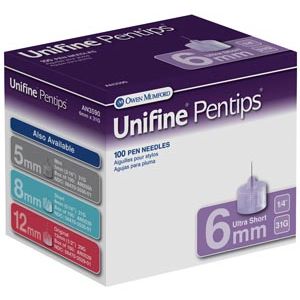 OWEN MUMFORD UNIFINE® PENTIPS Ultra-Short Pen Needle, 6mm, 31G, 100/bx
