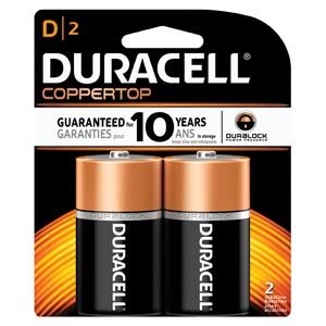 DURACELL® COPPERTOP® ALKALINE RETAIL BATTERY WITH DURALOCK POWER PRESERVE™ TECHNOLOGY Battery, Alkaline, Size D, 2pk, 6 pk/bx, 8 bx/cs