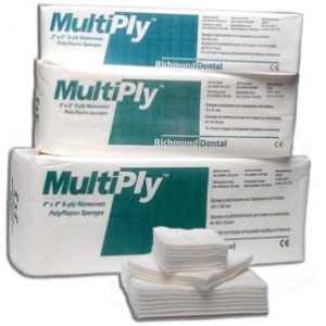 RICHMOND MULTIPLY™ NON-WOVEN SPONGES MultiPly Non-Woven Rayon/ Poly Sponge, 3" x 3", 8-Ply, Non-Sterile, 100/slv, 25 slv/cs