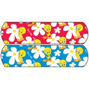DUKAL CHILDREN‘S CHARACTER ADHESIVE BANDAGES Stat Strip® Adhesive Bandage, Looney Tunes™ Tweety™ Flowers Assorted Red/Blue, ¾" x 3", Stat Strip®, 100/bx, 12 bx/cs