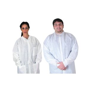 DUKAL ANTISTATIC POCKET LAB COATS Pocket Lab Coat, Medium, White, 35gm SMS, Non-Sterile, 10/bg, 5 bg/cs