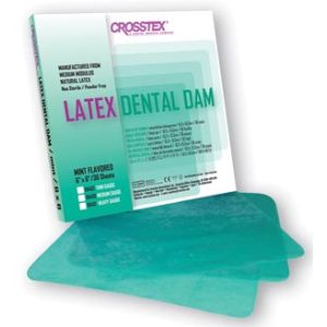 CROSSTEX DENTAL DAMS Dental Dam, Thin, Green,  6" x 6", Mint, 36 sheets/bx