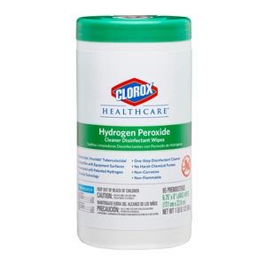 CLOROX HEALTHCARE® HYDROGEN PEROXIDE CLEANER Clorox Healthcare® Hydrogen Peroxide Cleaner Disinfectant Wipes, 6.75 x 9, 95/can, 6/cs