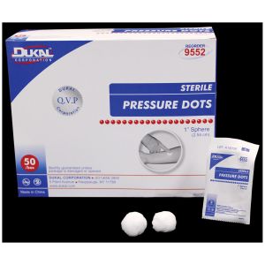 DUKAL PRESSURE DOTS Pressure Dots, 1", Sterile, 2/pk, 50 pk/bx, 10 bx/cs