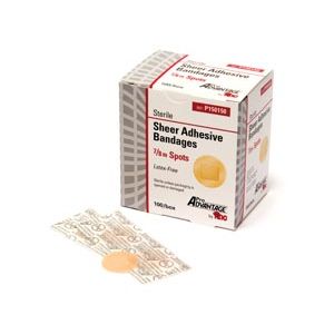 PRO ADVANTAGE® SHEER ADHESIVE BANDAGE Adhesive Bandage, Spots, 7/8" Dia, 100/bx, 12 bx/cs