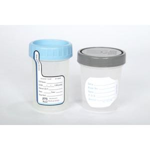 MEDEGEN STERILE SPECIMEN CONTAINER Specimen Container, 4 oz, Label & Gray Lid, Polybag, 100/cs