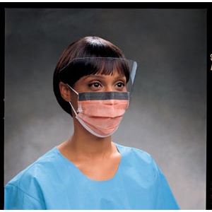HALYARD FLUIDSHIELD™ FACE MASKS Fluidshield® Fog-Free Procedure Mask with Earloops, Level 3, Wraparound Visor, Orange, 25/pkg, 4 pkg/cs