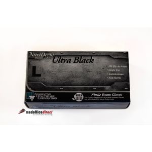 Innovative Nitriderm® Ultra Black Powder-Free, Nitrile Synthetic Exam Gloves, Chemo Tested, Non-Sterile, Large 100/bx, 10 bx/cs